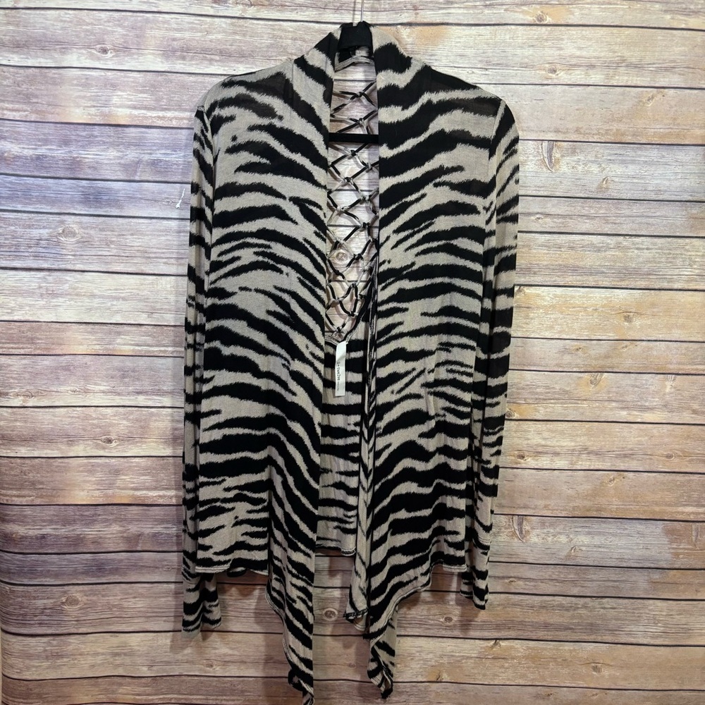 S-Twelve Made USA Zebra Print Cardigan from California Large Waterfall